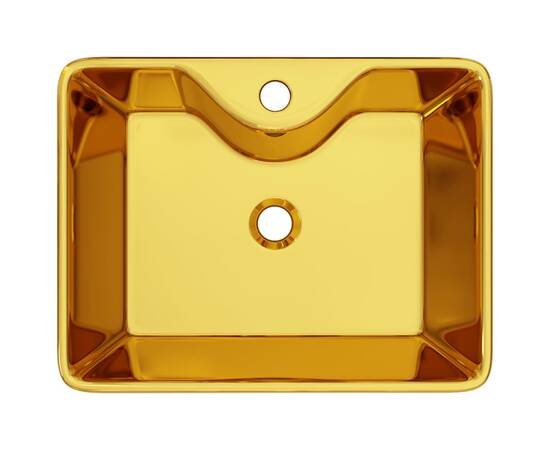 Chiuvetă cu orificiu de robinet, auriu, 48x37x13,5 cm, ceramică, 4 image