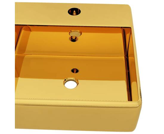 Chiuvetă cu preaplin, auriu, 41 x 41 x 15 cm, ceramică, 4 image