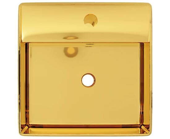 Chiuvetă cu preaplin, auriu, 41 x 41 x 15 cm, ceramică, 3 image