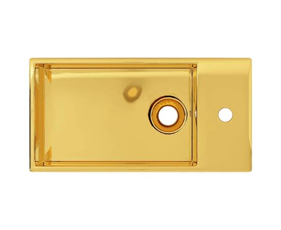 Chiuvetă cu preaplin, auriu, 49 x 25 x 15 cm, ceramică, 3 image