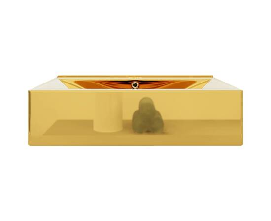 Chiuvetă cu preaplin, auriu, 60x46x16 cm, ceramică, 4 image