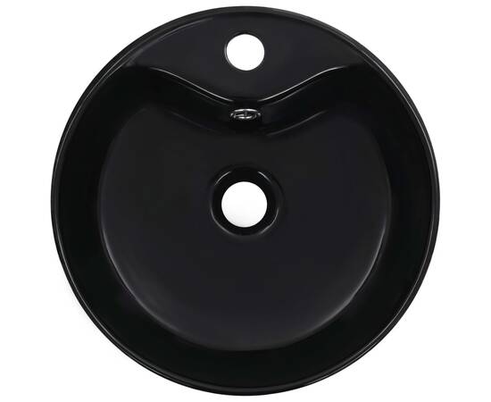 Chiuvetă cu preaplin, negru, 36x13 cm, ceramică, 4 image