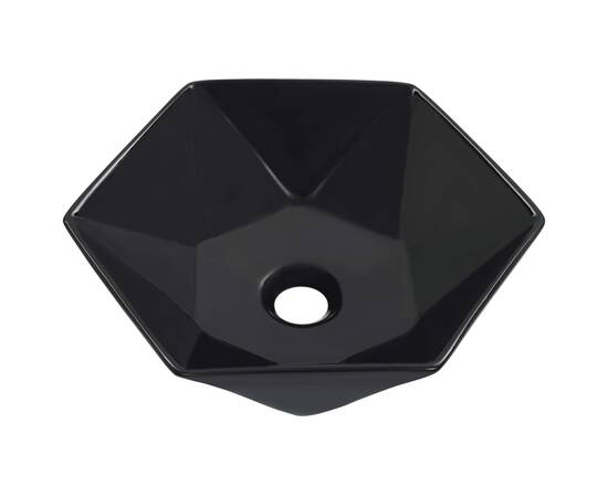 Chiuvetă de baie, negru, 41 x 36,5 x 12 cm, ceramică, 2 image