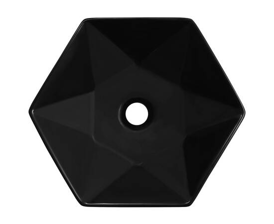 Chiuvetă de baie, negru, 41 x 36,5 x 12 cm, ceramică, 3 image