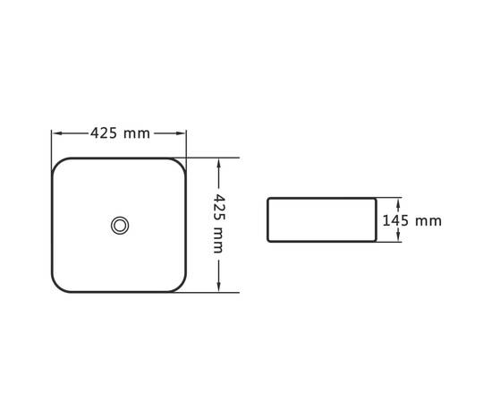 Chiuvetă de baie, negru, 42,5x42,5x14,5 cm, ceramică, 6 image