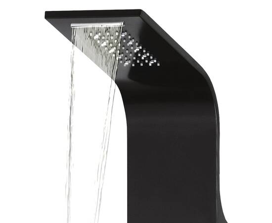 Unitate panou de duș, aluminiu, 20 x 44 x 130 cm, negru, 6 image