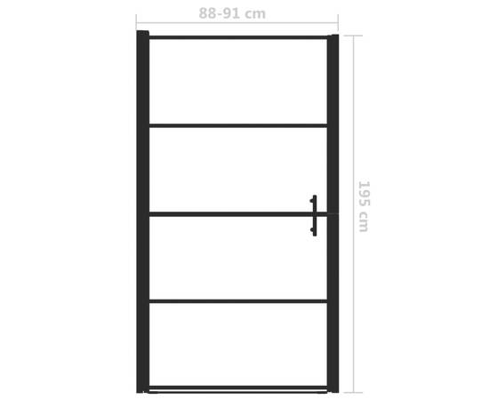Ușă de duș, negru, 91 x 195 cm, sticlă securizată, 6 image