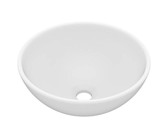 Chiuvetă baie lux, alb mat, 32,5x14 cm, ceramică, rotund, 2 image