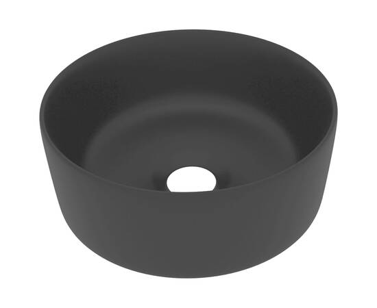 Chiuvetă baie lux, negru mat, 40x15 cm, ceramică, rotund, 2 image