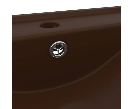 Chiuvetă baie lux, orificiu robinet, maro mat 60x46 cm ceramică, 5 image