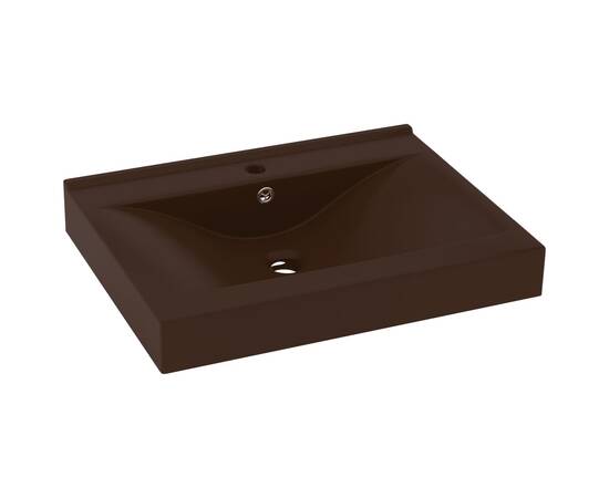 Chiuvetă baie lux, orificiu robinet, maro mat 60x46 cm ceramică, 2 image