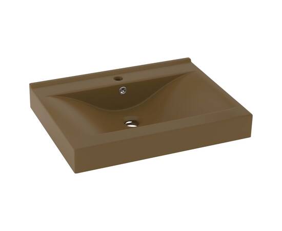 Chiuvetă baie lux, orificiu robinet crem mat 60x46 cm ceramică, 2 image