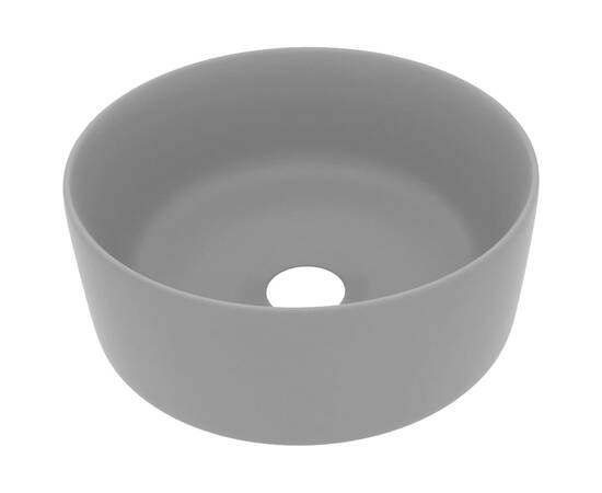 Chiuvetă baie lux gri deschis mat 40x15 cm ceramică rotund, 2 image