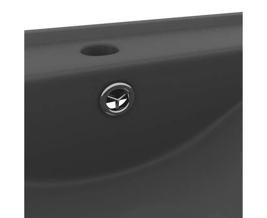 Chiuvetă baie lux orificiu robinet gri mat 60x46 cm ceramică, 5 image
