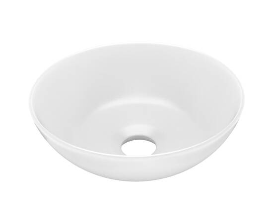 Chiuvetă de baie, alb mat, ceramică, rotund, 2 image