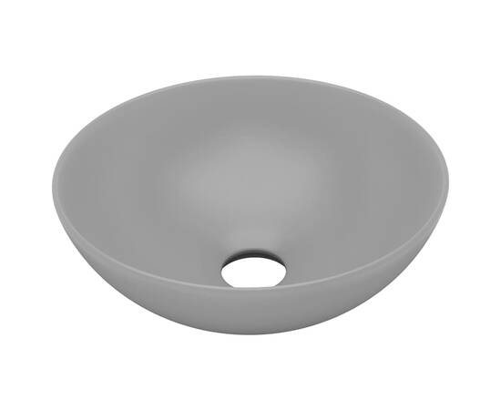 Chiuvetă de baie, gri deschis, ceramică, rotund, 2 image
