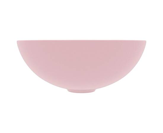 Chiuvetă de baie, roz mat, ceramică, rotund, 3 image