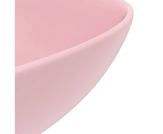 Chiuvetă de baie, roz mat, ceramică, rotund, 5 image