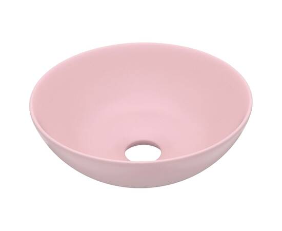 Chiuvetă de baie, roz mat, ceramică, rotund, 2 image