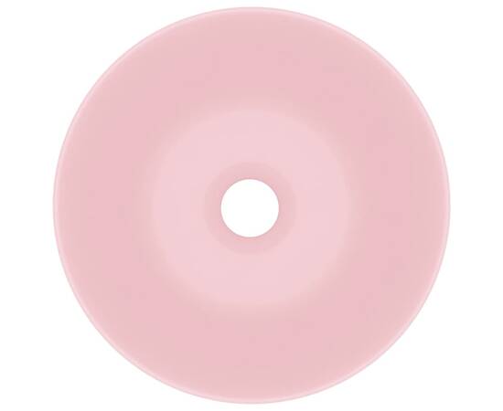 Chiuvetă de baie, roz mat, ceramică, rotund, 4 image