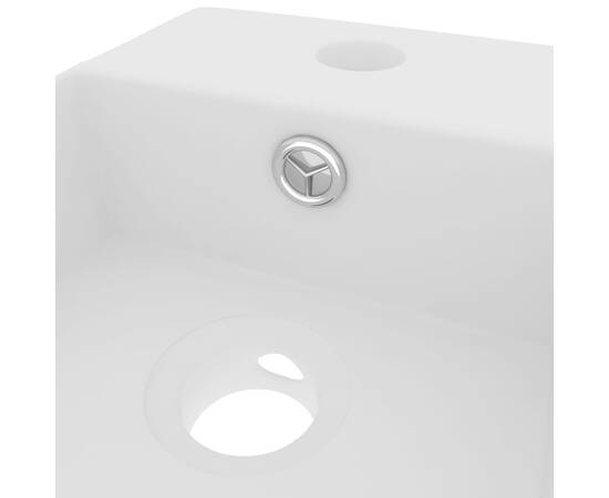 Chiuvetă de baie cu preaplin, alb mat, ceramică, 5 image