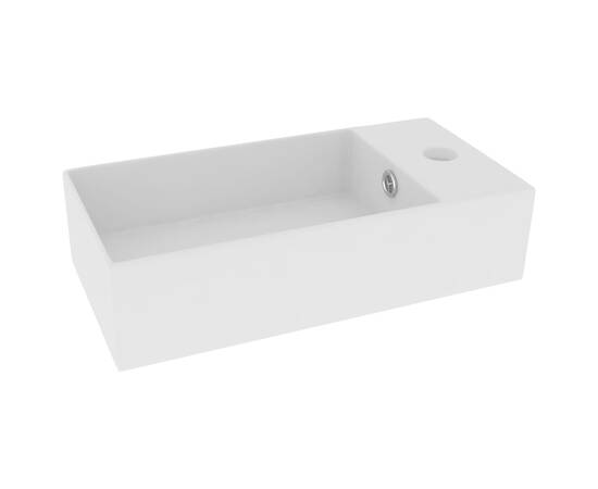 Chiuvetă de baie cu preaplin, alb mat, ceramică, 2 image