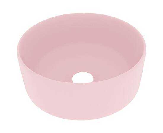 Chiuvetă de baie lux, roz mat, 40x15 cm, ceramică, rotund, 2 image