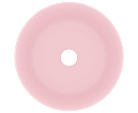 Chiuvetă de baie lux, roz mat, 40x15 cm, ceramică, rotund, 3 image
