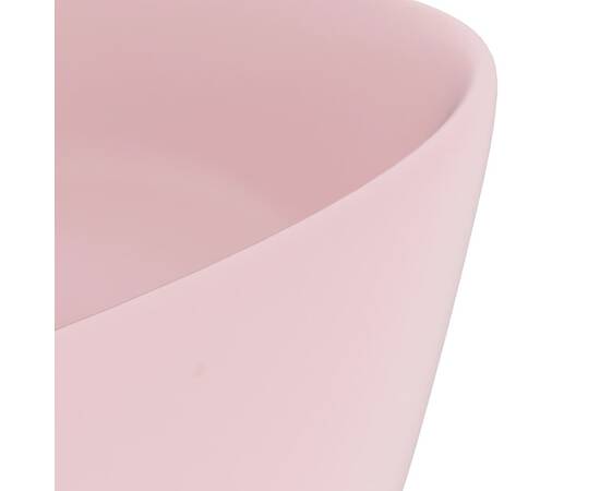Chiuvetă de baie lux, roz mat, 40x15 cm, ceramică, rotund, 5 image