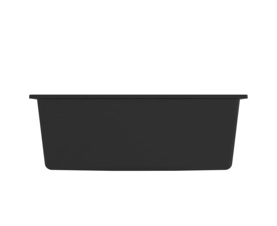 Chiuvetă de bucătărie cu orificiu de preaplin, negru, granit, 5 image