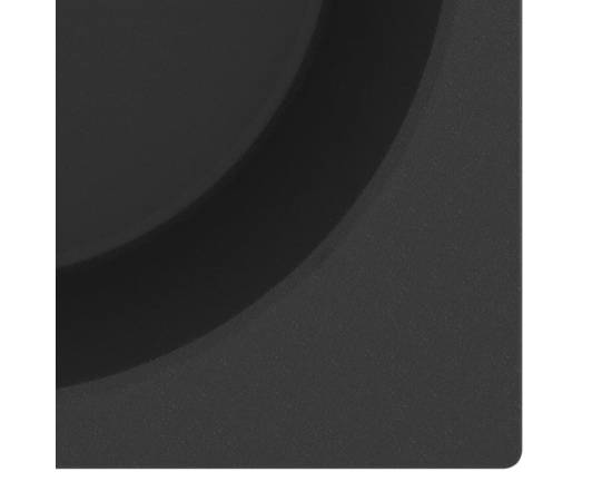 Chiuvetă de bucătărie cu orificiu de preaplin, negru, granit, 6 image