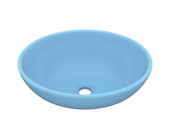 Chiuvetă de lux, albastru mat, 40x33 cm, ceramică, formă ovală, 2 image