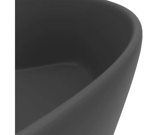 Chiuvetă de lux cu preaplin, gri închis mat, 36x13 cm, ceramică, 6 image