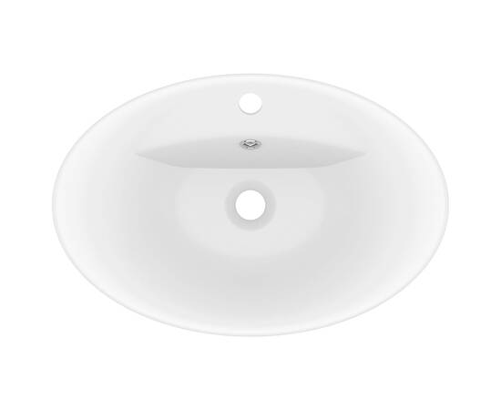 Chiuvetă lux cu preaplin, alb mat, 58,5x39 cm ceramică, oval, 4 image