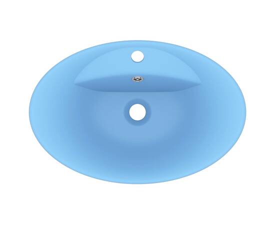 Chiuvetă lux cu preaplin, bleu mat, 58,5x39 cm, ceramică, oval, 4 image