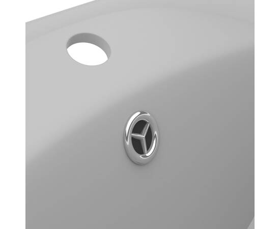 Chiuvetă lux cu preaplin gri deschis mat 58,5x39cm ceramic oval, 6 image