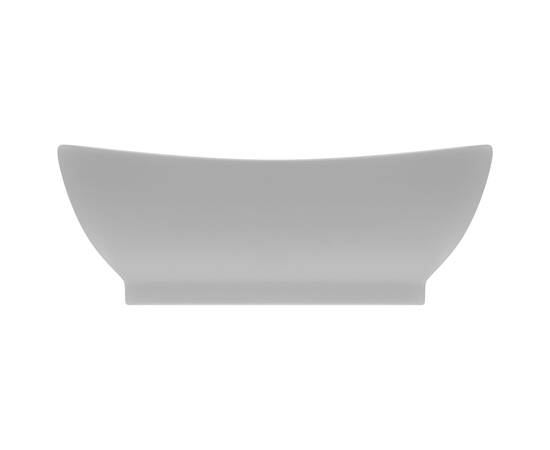 Chiuvetă lux cu preaplin gri deschis mat 58,5x39cm ceramic oval, 3 image