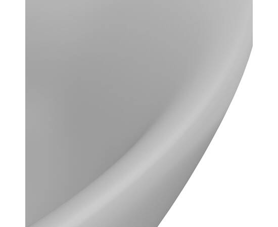 Chiuvetă lux cu preaplin gri deschis mat 58,5x39cm ceramic oval, 5 image
