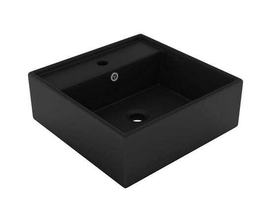 Chiuvetă lux cu preaplin negru mat, 41x41 cm, ceramică, pătrat, 2 image