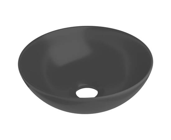 Chiuvetă pentru baie, negru mat, ceramică, rotund, 2 image