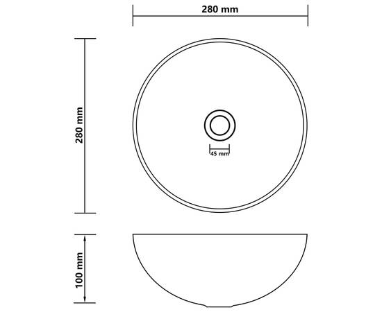 Chiuvetă pentru baie, negru mat, ceramică, rotund, 6 image