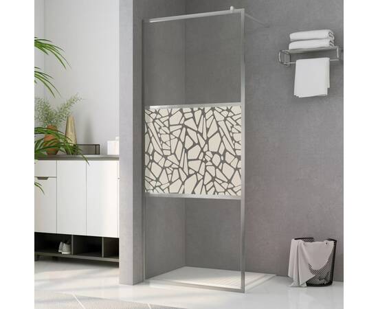 Paravan de duș walk-in, 115 x 195 cm, sticlă esg, model piatră