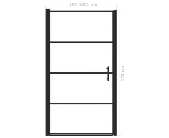 Ușă de duș, negru, 100 x 178 cm, sticlă mată securizată, 5 image