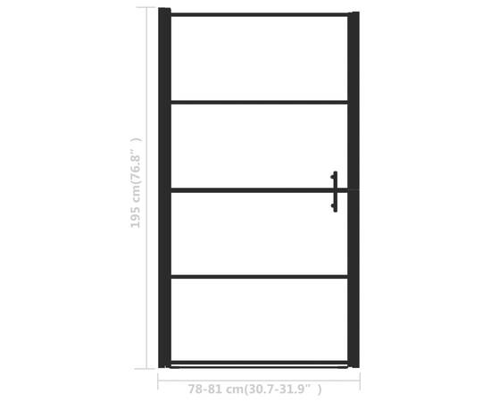 Ușă de duș, negru, 81 x 195 cm, sticlă securizată mată, 5 image
