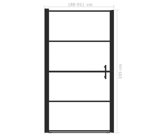 Ușă de duș, negru, 91 x 195 cm, sticlă securizată mată, 5 image