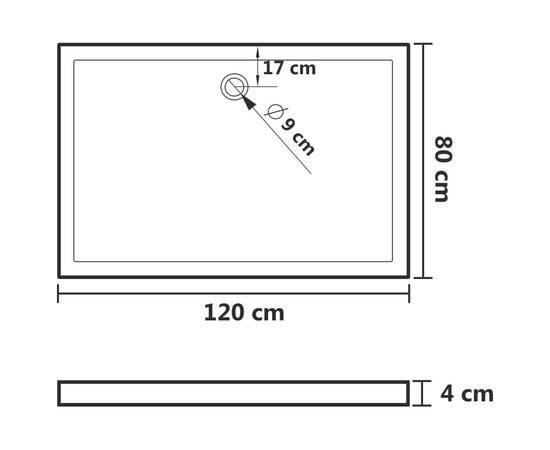 Cădiță de duș cu puncte, alb, 80x120x4 cm, abs, 7 image