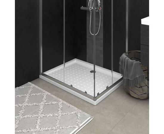 Cădiță de duș cu puncte, alb, 90x70x4 cm, abs