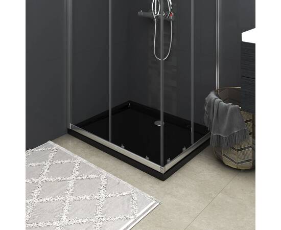 Cădiță de duș dreptunghiulară din abs, neagră, 70x90 cm