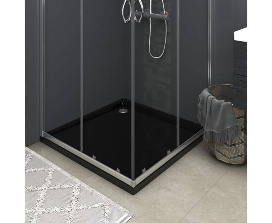 Cădiță de duș pătrată din abs, negru, 90x90 cm