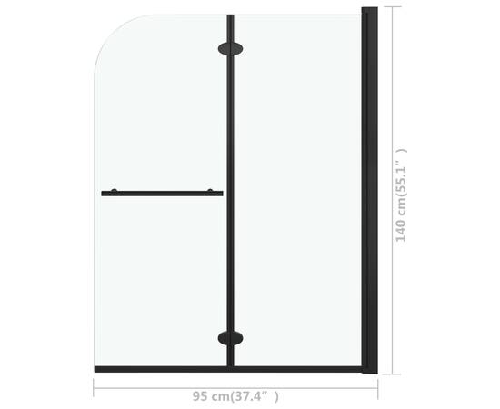 Cabină de duș pliabilă, 2 panouri, negru, 95 x 140 cm, esg, 7 image